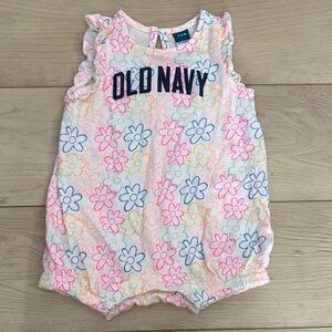 Old Navy Pink and Blue Floral Baby Romper